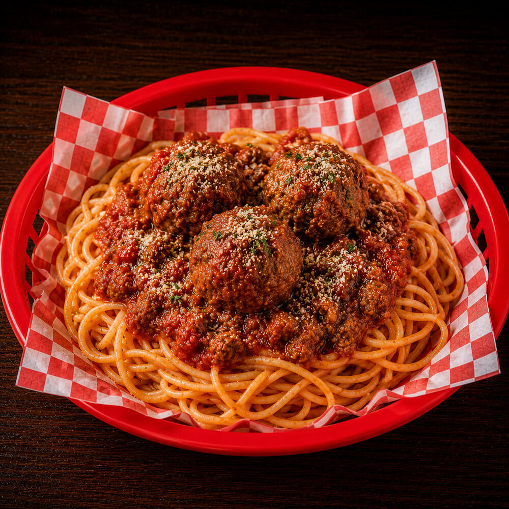 Spaghetti with Meat Sauce and Meatballs (Catering)
